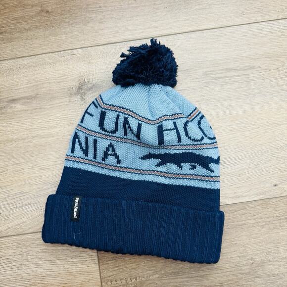 Patagonia Blue Beanie With Pompom Adult One Size - Picture 1 of 4